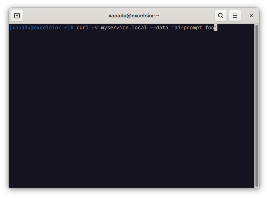 Screenshot of a Linux terminal window submitting a positive test