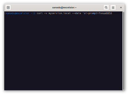 Screenshot of a Linux terminal window submitting a positive test