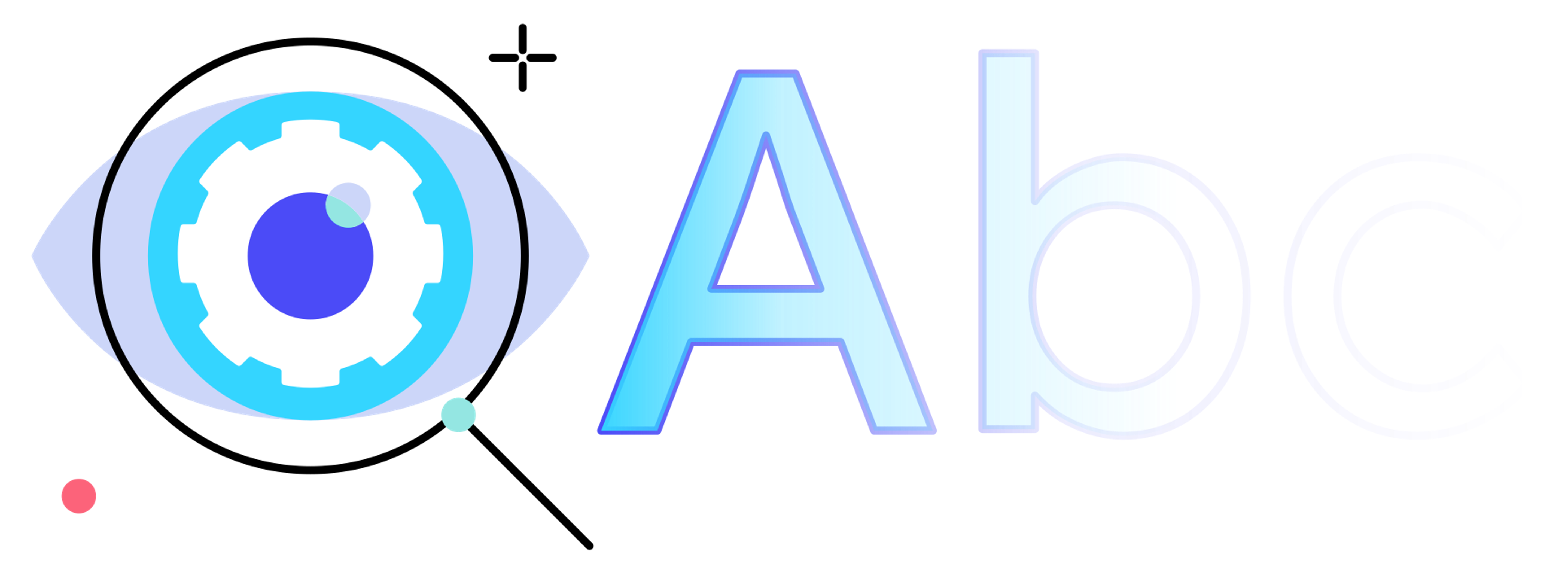 Graphic showing an eye looking through a magnifying glass with the letters “Abc” gradually fading out with the letter “c” being almost invisible.