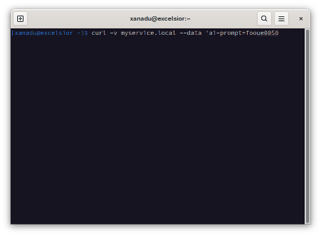 Screenshot of a Linux terminal window submitting a positive test.