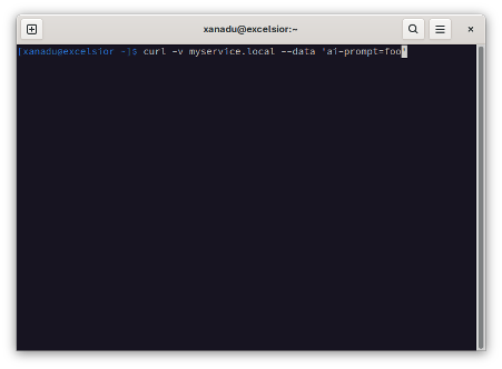Screenshot of a Linux terminal window submitting a positive test.